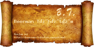 Beerman Töhötöm névjegykártya